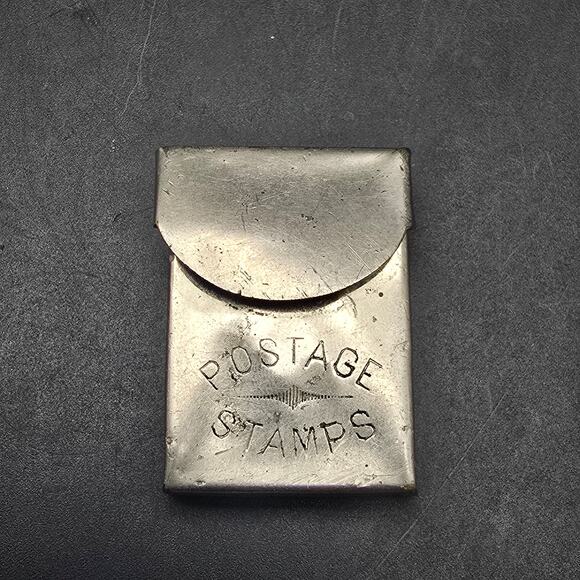 Antique Postage Stamp Holder Fold Top